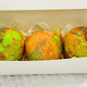 3 pk Ornaments- Hand Painted Glass